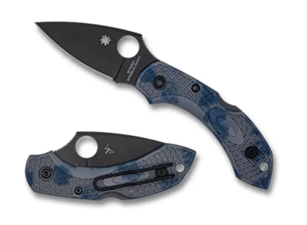 Spyderco Dragonfly™ 2 Gray-Blue Zome Super Blue Lightweight Black Blade Sprint Run™* Clipit