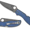 Spyderco Stretch™ 2 Xl Blue Nishijin Glass Fiber Damascus Sprint Run™* Clipit
