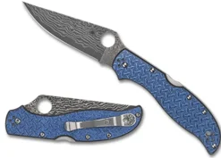 Spyderco Stretch™ 2 Xl Blue Nishijin Glass Fiber Damascus Sprint Run™* Clipit