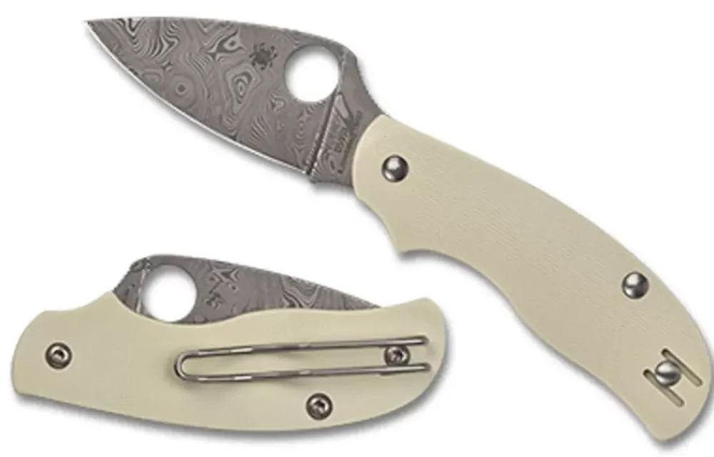 Spyderco Urban™ Ivory G-10 Damasteel Sprint Run™* Non-Locking Folding